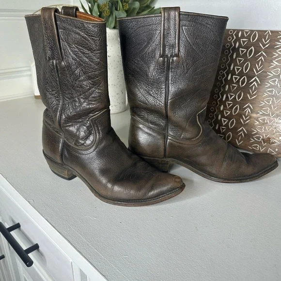 Vintage Frye Aged Brown Leather Western Cowboy Boots Women's - Size 7.5 - Picture 6 of 9